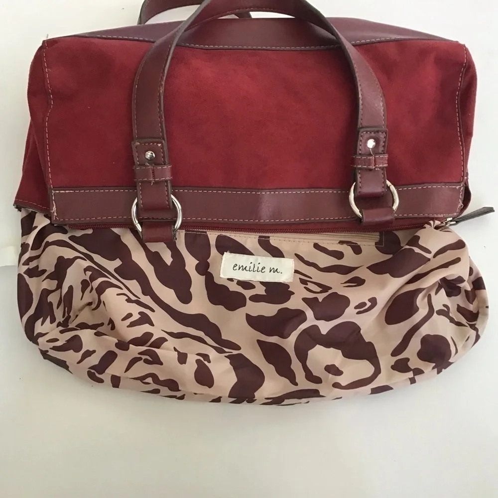 Emilie m. Faux suede/leather East/West baguette bag Silver colored hardw…